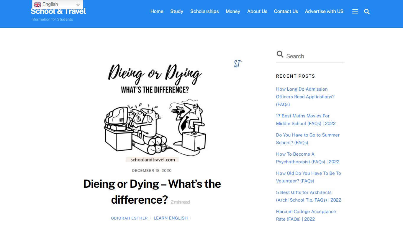 Dieing or Dying - What's the difference? - School & Travel